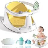Baby Bath Seat with Bath Cap, Comfortable Baby Bath Chair for Babies 6 Months & up, Infant Bath Seat with Soft Cushion & Suction Cups, Non-Slip Bath Seats for Babies Sitting Up, Yellow
