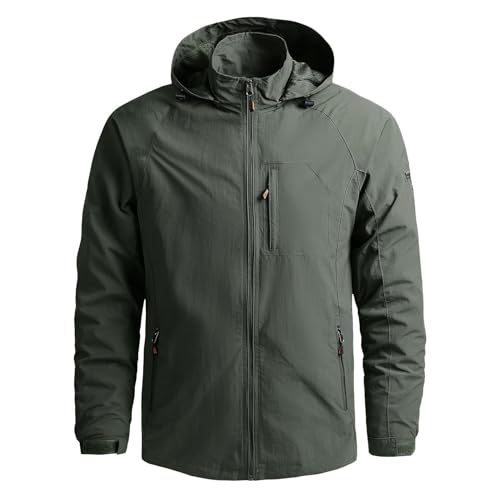 Aotoyou - Aotoyou Veste Imperméable Homme Softshells Randonnée Homme Veste Travail Coupe Vent Army Vert L
