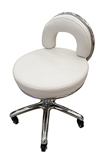 Crisnails ® Silla Giratoria para Peluquería, Taburete Giratorio de Barbero y Peluquero, Altura Ajustable, Multiusos para Salón, Peluquería, Bar, Manicura y Pedicura, Blanco