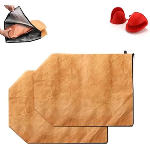 Queather BBQ Blanket for Resting Meat, Reusable BBQ Brisket Blanket Insulated Meat Resting Bag 16" Wide Mouth Resting Blanket Foldable Lightweight Meat Bag for Smoking Grilling Steak Rib Brisket(2pc) Cover