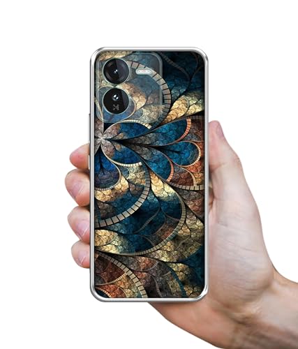 Image of Casotec Fractional Pattern Design Printed Silicon Soft TPU Back Case Cover for iQOO Z9 5G, Multi Colour