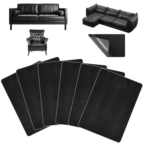 Toppe Riparazione Pelle 4 Pezzi 24x32 Cm - Nero, Autoadesive, In PU Pelle, Per Divani, Auto, Mobili - Foto 8