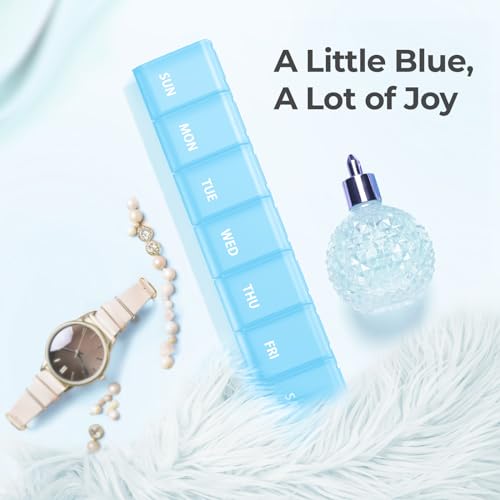 Image of AUVON Weekly Pill Organizer with Effortless Opening Design, Arthritis Friendly Pill Box, BPA-Free Pill Organizer 7 Day, Cute & Portable Pill Case for Vitamins, Supplements and Medications