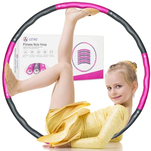 LETAO Hula Hoop Reifen Kinder von 4+ ~ 12 | EIN 8 Teiliger Abnehmbarer(pink...