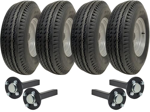 Parnells - Kit de Remorque à Double Essieu - 4 Roues 5.00x10 + 4xm12 Moyeu PCD 100 mm et Essieux 35x35 mm - Diamètre 508 mm, Largeur 137 mm, 1420 kg - Jantes...