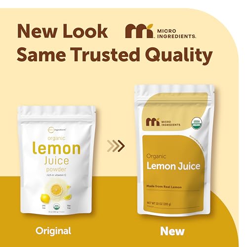 Image of Micro Ingredients Organic Lemon Juice Powder 2 Pack | Cold-Pressed Lemon Source | Natural Vitamin C | No Sugar or Additives | Great for Drinks, Smoothies & Beverages | Non-GMO, Vegan Friendly