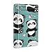 Seamless Cute Panda with Pink Hearts on Turquoise Slim Minimalist Wallet, Case Protector Covers for Men Women, Front Pocket RFID Blocking Leather Credit Card Holder