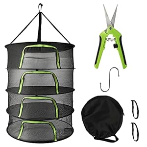 Brynnl Mesh Drying Rack, 4-lagiges U-förmiges Zipper Plant Drying Rack Mit Schere und S Hook Collapsible Hanging Drying…