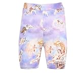 hirigin Short Leggings Women Plain Fitness Sporting Crop Leggings Summer Athleisure Workout Leggings Blue