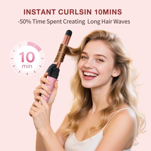 ABNER® Rotating Curling Iron Set, Automatic Curling Wand for Long Hair, Easy to Use Hair Curler Get Effortless Beach Waves 3 Sizes Ceramic Barrel 0.75" 1" 1.25" to 430°F with Home Button, Dual Voltage — view 4
