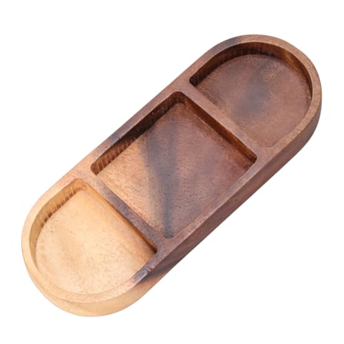BRIGHTFUFU Wooden Dipping Plates Condiment Plate for Home Dipping Sauce Bowls Retro Dipping Plate Natural Dip Dish for Restaurant