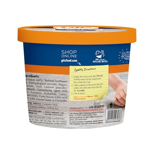 Image of Gits Poha Cup, Ready in 3 Mins, Instant Breakfast, 320g (Pack of 4)
