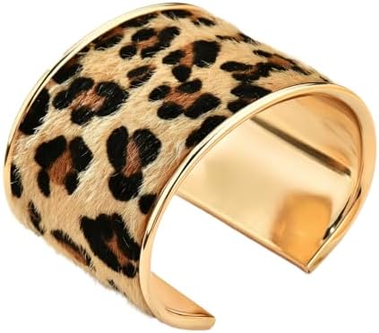 RYOLOY Women's Leopard Print Bracelet, Wide Cuff Bracelet. Fashion Personalized Wild Open Bracelet. Trendy Jewelry for Women.