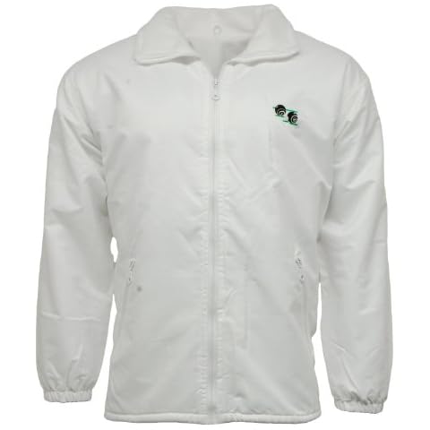 Stormway Unisex to Fit Lawn Bowls Bowlswear Bowling Bowls Waterproof & Windproof Fleece Lined Jacket with Bowls Logo with Detachable Hood (XL) White Cover