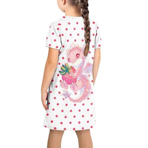 Little Girls Dress 3-14Years Summer Short Sleeve Basic Skater Dress for Kids Cartoon Capybara Dresses with Pockets2