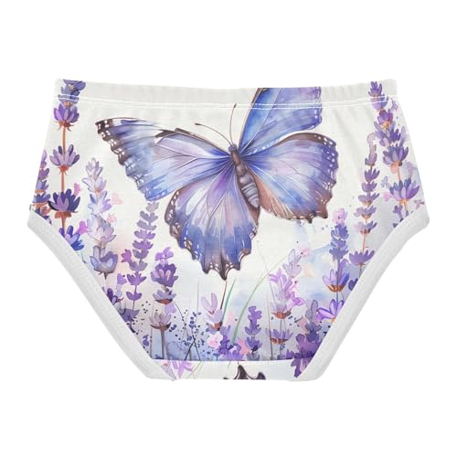 Lavender Floral Field Butterfly Panties for Girl Toddler Underwear Floral Cotton Fun Print Kids Undies Briefs 2t2