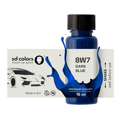 SD COLORS Nachbesserungslack, 15 ml, Dunkelblau, 8W7, Reparatur-Pinsel, Farbcode 8W7 dunkelblau (Farbe)