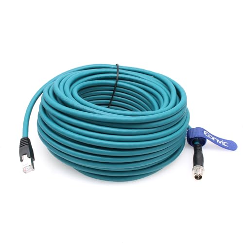Câble M12 X-Type vers RJ45 Cat-7e étanche bleu de 25 mètres pour réseau Cognex