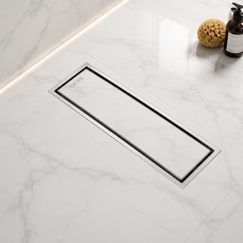Image of Tapsa Tile Insert Floor Drain | 304 Stainless Steel | Invisible Shower Drain Channel | Shower Drain Channel | Water Drain Channel | with Cockroach Trap. (12X4, SS Matte Tile Insert Floor Drain 20 mm)