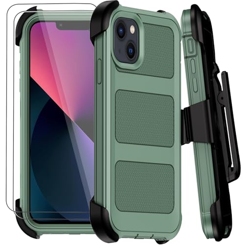 for iPhone 13 Case with Belt Clip Holster,Anti-Drop Shockproof (Green) - image 1