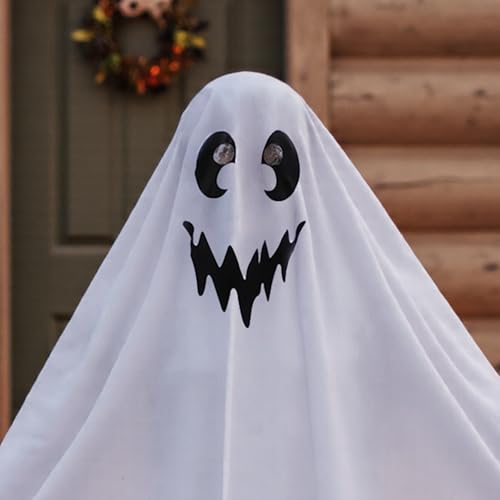 Disfraz infantil de fantasma poncho blanco para Halloween miniatura 5