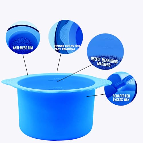 Image of 2-pack Silicone Wax Warmer Liner, Silicone Wax Bowl for Wax Warmer, Non-Stick Wax Melt Warmer Wax Pot Replacement, Reusable Wax Melt Liner with 50 Pcs Wax Spatula Sticks for Hair Removal(Blue)