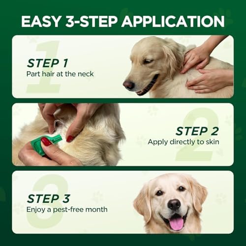 Flea and Tick for Medium Dogs, 6 Doses Helps Dogs 23-44 lbs, Waterproof, Fast - 4