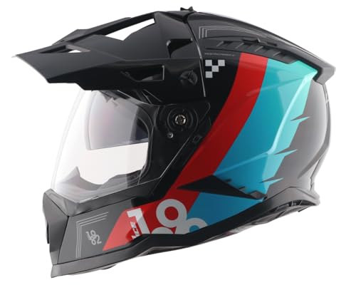 Image of Vega VF 11 Dirt-X Aircraft Full Face Motorcycle Helmet with Aerodynamic ABS Shell, Shock Absorbing Interior, Ventilated Comfort Fit, Racing -Inspired Design - Black Red