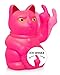 ANGRY CAT - Winkekatze Lucky CAT - Lustige winkende Katze - japanische Winkkatze mit Stinkefinger - Dekoartikel Wackelfigur Katze - Winke-Arm mit Mittelfinger - 15cm – NEON PINK