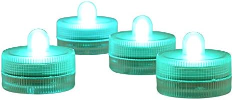 Halloween Lights Submersible LED Lights cr2032 Battery Powered Underwater Waterproof LED Tea Light for Events Wedding Centerpieces Vase Floral Xmas Holidays Home Decor Lighting(Pack of 12) (Teal)
