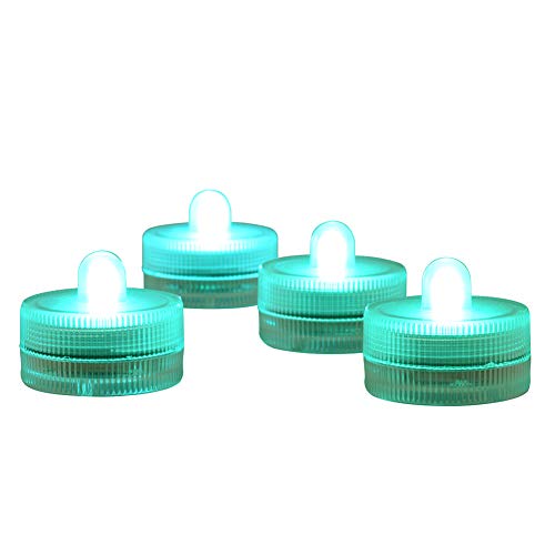 Image of Halloween Lights Submersible LED Lights cr2032 Battery Powered Underwater Waterproof LED Tea Light for Events Wedding Centerpieces Vase Floral Xmas Holidays Home Decor Lighting(Pack of 12) (Teal)