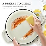 Overmont 26cm Enameled Cast Iron Dutch Oven - 5L Pot with Functional lid Cookbook & Cotton Potholders - Oven Safe up to 500° F, Sturdy Cookware for Braising, Stews, Roasting, Bread Baking, Cream White - Image 4