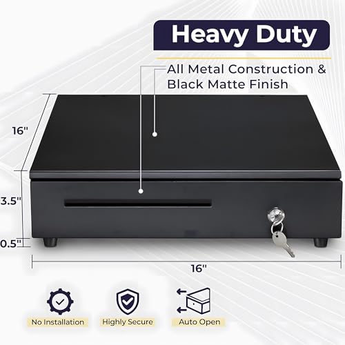 Image of 24x7 eMall 5 Slot Electronic And Manual Cash Drawer Register for Point of Sale (POS) System with 5 Bill And Coin Cash Tray, Removable Coin, 24V, RJ11 /RJ12 Key-Lock, Cash Box- Size- 40 cm x 40 cm
