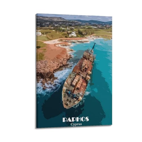 Poster Paphos vintage idée cadeau voyage affiche toile murale 20 x 30 cm