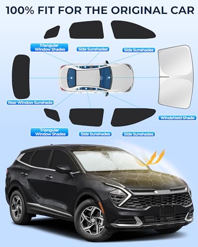Image of for Kia Sportage 2022-2025 Car Window Shades, 8pcs Privacy Sun Shade Set for Front Windshield Side and Rear Windows, Full Window Covers Keeps Vehicle Cool for Camping Napping