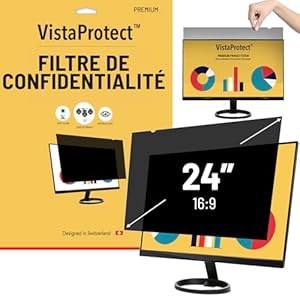 VistaProtect - Filtre de Confidentialité & Filtre Anti-Lumière Bleu Premium. Film de Protection 2-en-1 pour Écran d’Ordinateur & Moniteur (24" Pouces - 16:9)