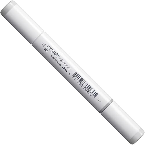Copic - Marcador de bosquejo, barril de forma ovalada, punta media ancha y súper cepillo, N3 gris neutro 3 (N3-S)