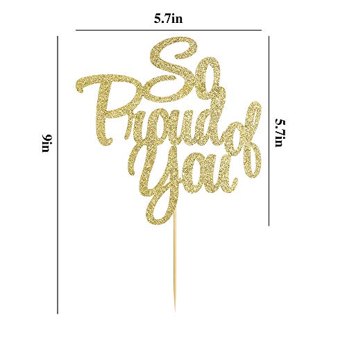 Palasasa So Proud Of You Cake Topper - Congrats Grad, Done, Congratulations, Graduation Party Decorations (Golden) #TOP2