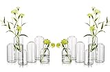 Glass Bud Vases for Flowers - Hewory Blown Modern Small Glass Vases for Centerpieces Set of 12, Mini Clear Bulk Flower Vases for Wedding Party Events Home Decor Floral Arrangement (Not Include Flower)