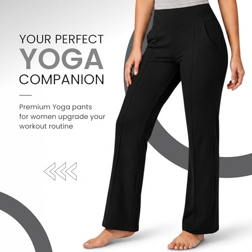 Image of NINQ Women High Waist Flare Pants Lite Regular | Smart Casual Korean Trouser for Office Wear, Gym, Sports, Travel & Daily Styling