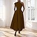 Kwunbwa One Shoulder Dresses for Women Elegant Asymmetrical A Line Flowy Formal Evening Gowns Party Cocktail Dress Brown