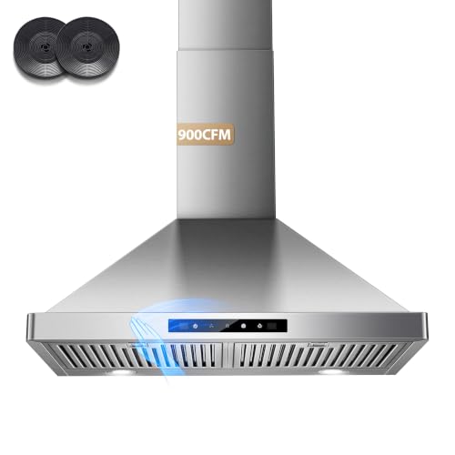 Image of Wall Mount Range Hood 30 inch, 900 CFM Stainless Steel Kitchen Hood