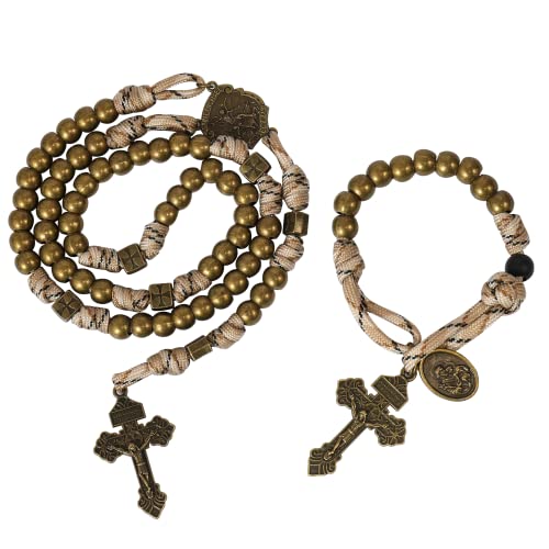 Chapelet en paracorde robuste Nazareth Store avec médaille de Saint Michel et crucifix