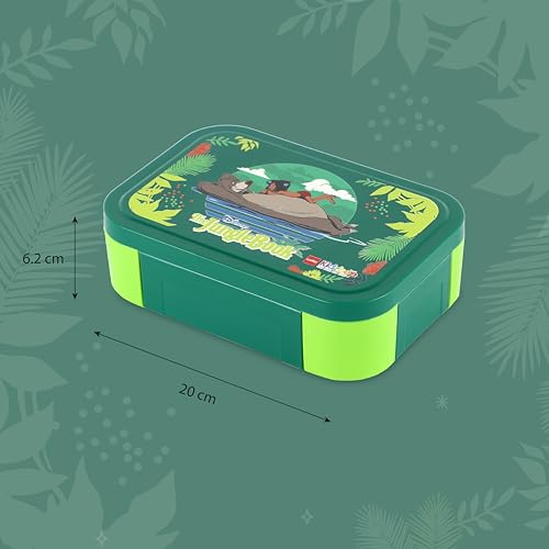 Image of CELLO Kidzbee Galaxy Mowgli's Ride Insulated Kids Lunch Box with Inner Steel Box, Green | 3D Touch & Feel Designs Tiffin Box | Leak Proof & Break Resistant | Ideal for School & Picnic