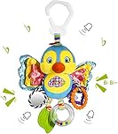 Funsland Pram Toys for Babies 0-6 Months, Clip On Car Seat Stroller Toys with Hanging Rattle, Newborn Sensory Toys for Baby Girls and Boys, Crib Travel Activity Plush Toys for Toddler 6-12 Months