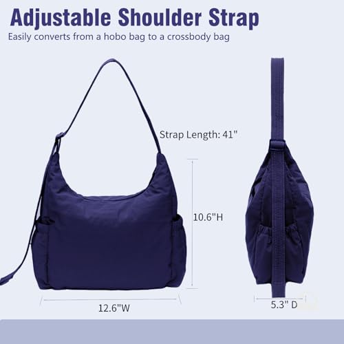 Image of Nylon Hobo Crossbody Bags Lightweight Shoulder Bag Large Casual Travel Handbags with Adjustable Strap