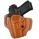 Leather OWB Pancake Holster for G19/G17 Gen 3-6, Optic Ready, Brown, Left