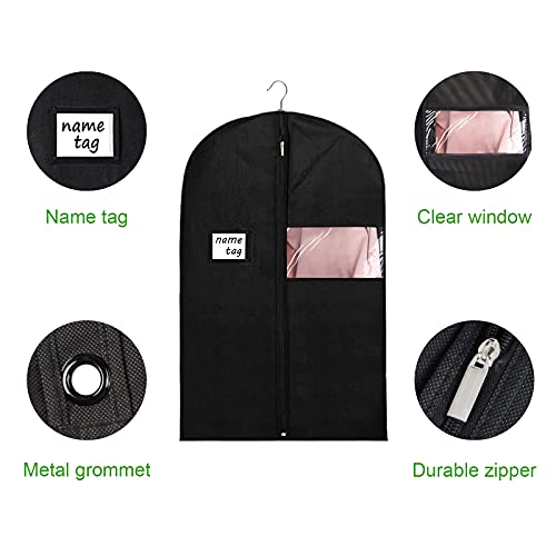 Keegh Suit Bags For Closet Storage 40 Inch (Set Of 10) Hanging Garment Bags Keep Suits Coats Dress Away From Hair With Zipper And Transparent Window, Black #TOP2