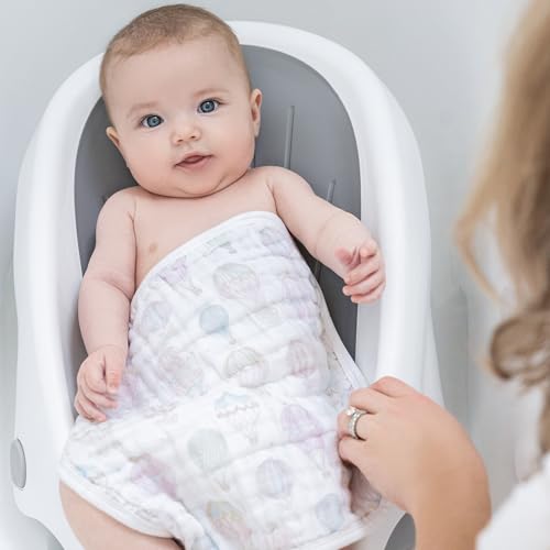 Image of aden + anais Organic Oversized Washcloth 3-Pack, Super Soft 100% Organic Cotton Muslin, Gentle on Skin, 3 Absorbent 12x12 Layers, Softer with Every Use, for Babies Infants Toddlers, Above The Clouds