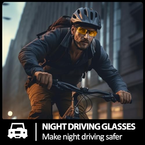 SIPHEW Night Driving Glasses for Men Women, Wrap Around Glasses Yellow Anti Glare Polarized for Night Vision2